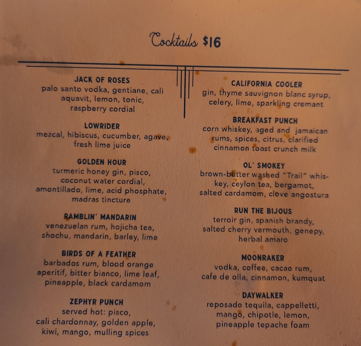 Horsefeather SF Menu - Image 6
